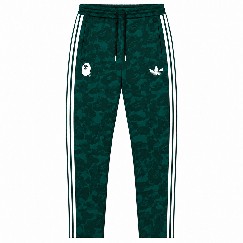 BAPE Avrupa Kalıp Kamuflaj Desenli Yeşil Double Face Eşofman Takımı