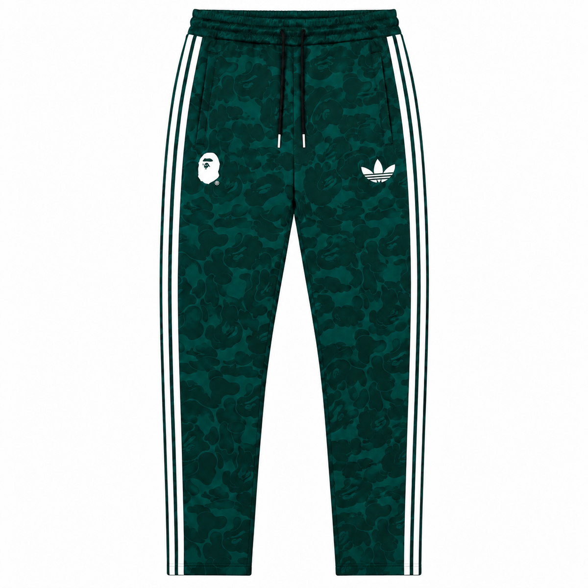 BAPE Avrupa Kalıp Kamuflaj Desenli Yeşil Double Face Eşofman Takımı