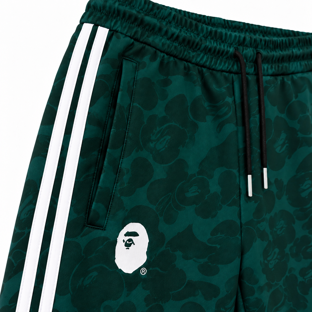 BAPE Avrupa Kalıp Kamuflaj Desenli Yeşil Double Face Eşofman Takımı