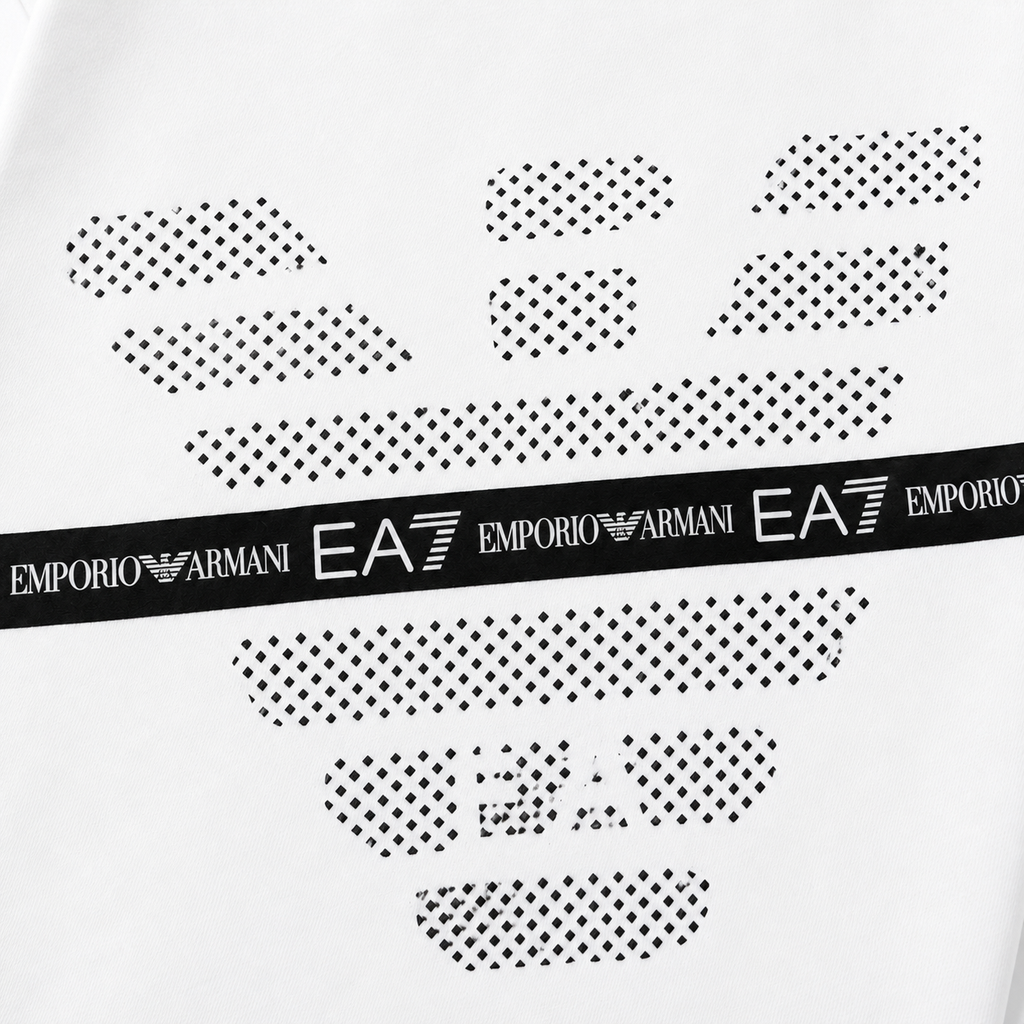 EA7 Regular Fit Logo Baskılı Beyaz Şort Takımı