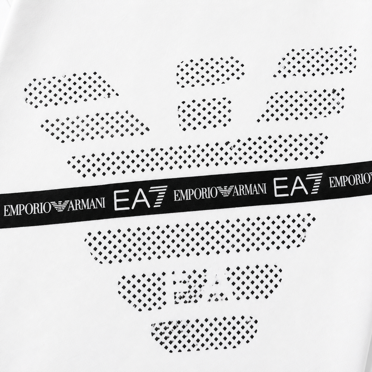 EA7 Regular Fit Logo Baskılı Beyaz Şort Takımı