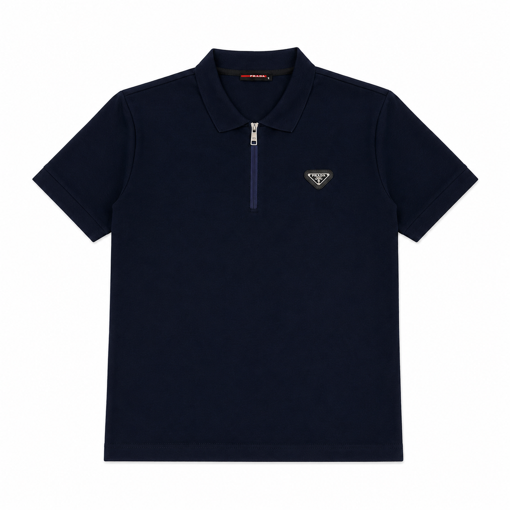 Regular Fit Fermuarlı Polo Yaka Lacivert Şort Takımı