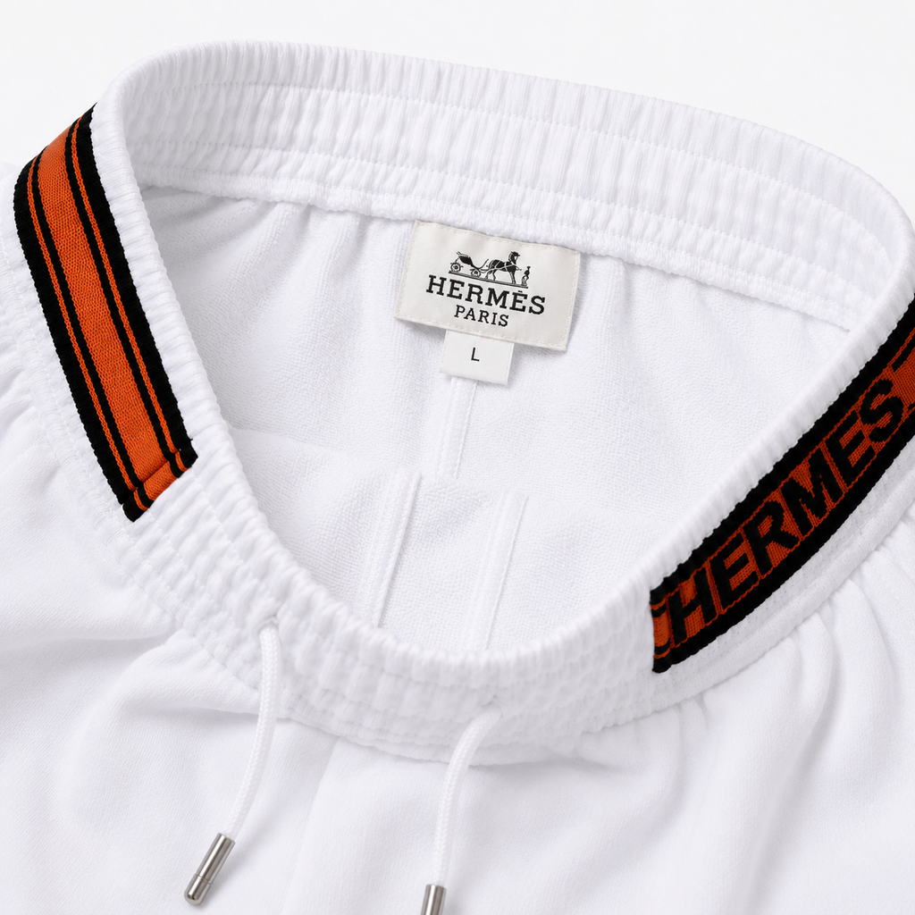 Regular Fit Bisiklet Yaka Beyaz Şort Takımı