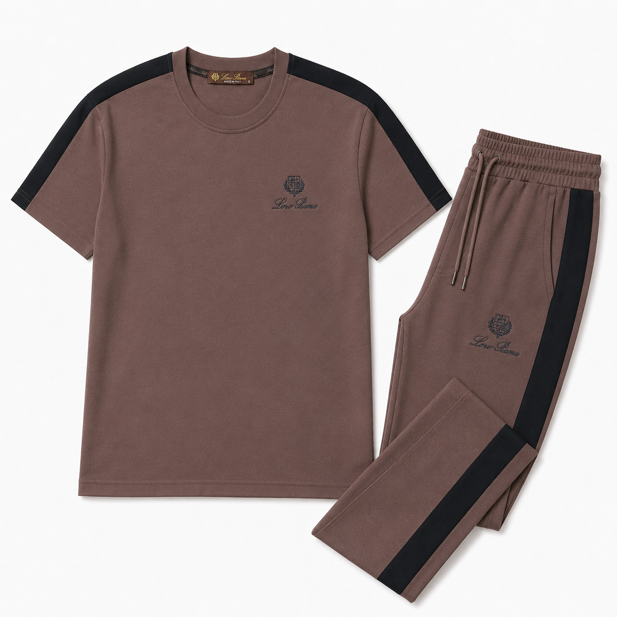 Regular Fit Şerit Detaylı Kahverengi Eşofman Takımı