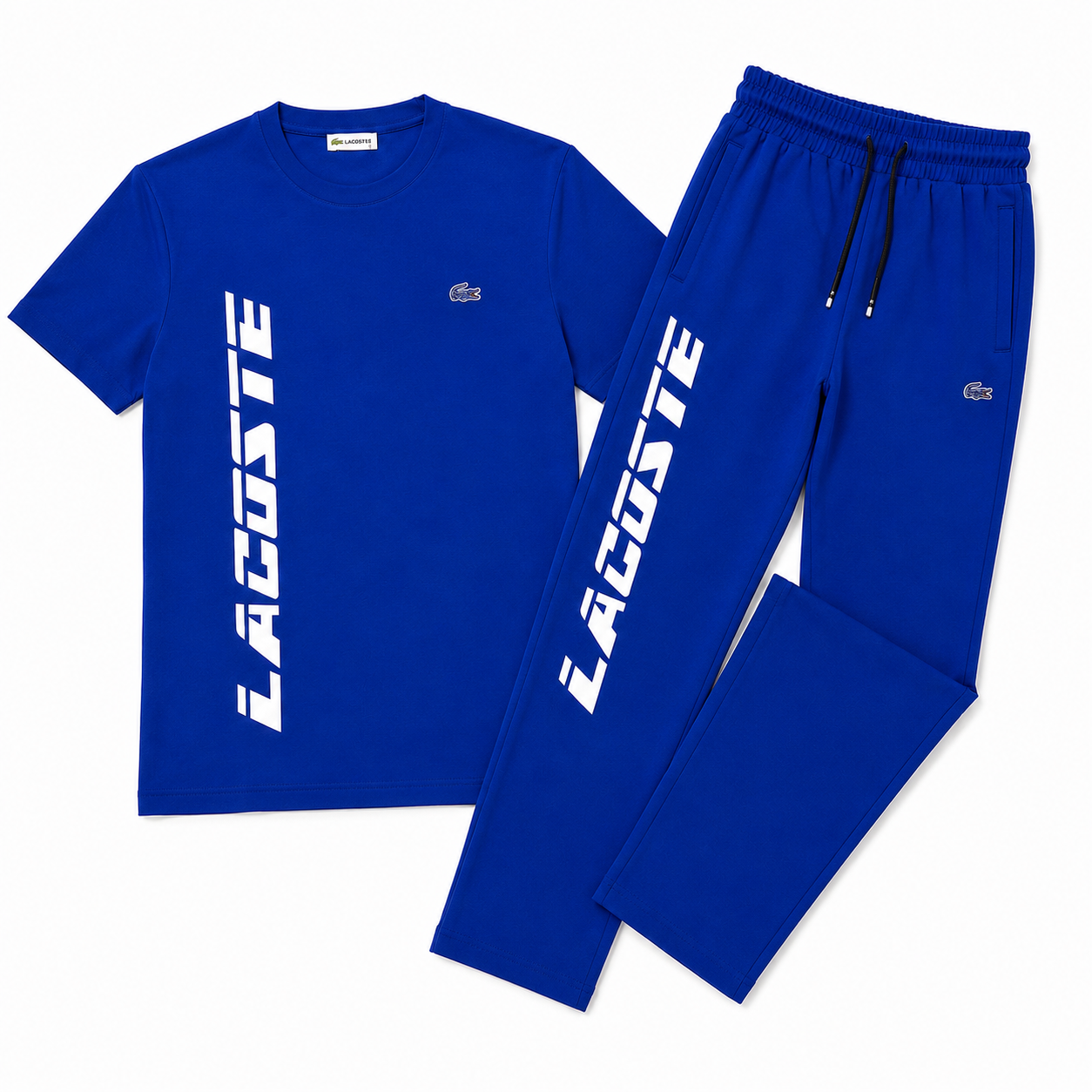 Regular Fit Bisiklet Yaka Baskılı Saks Mavi Eşofman Takımı