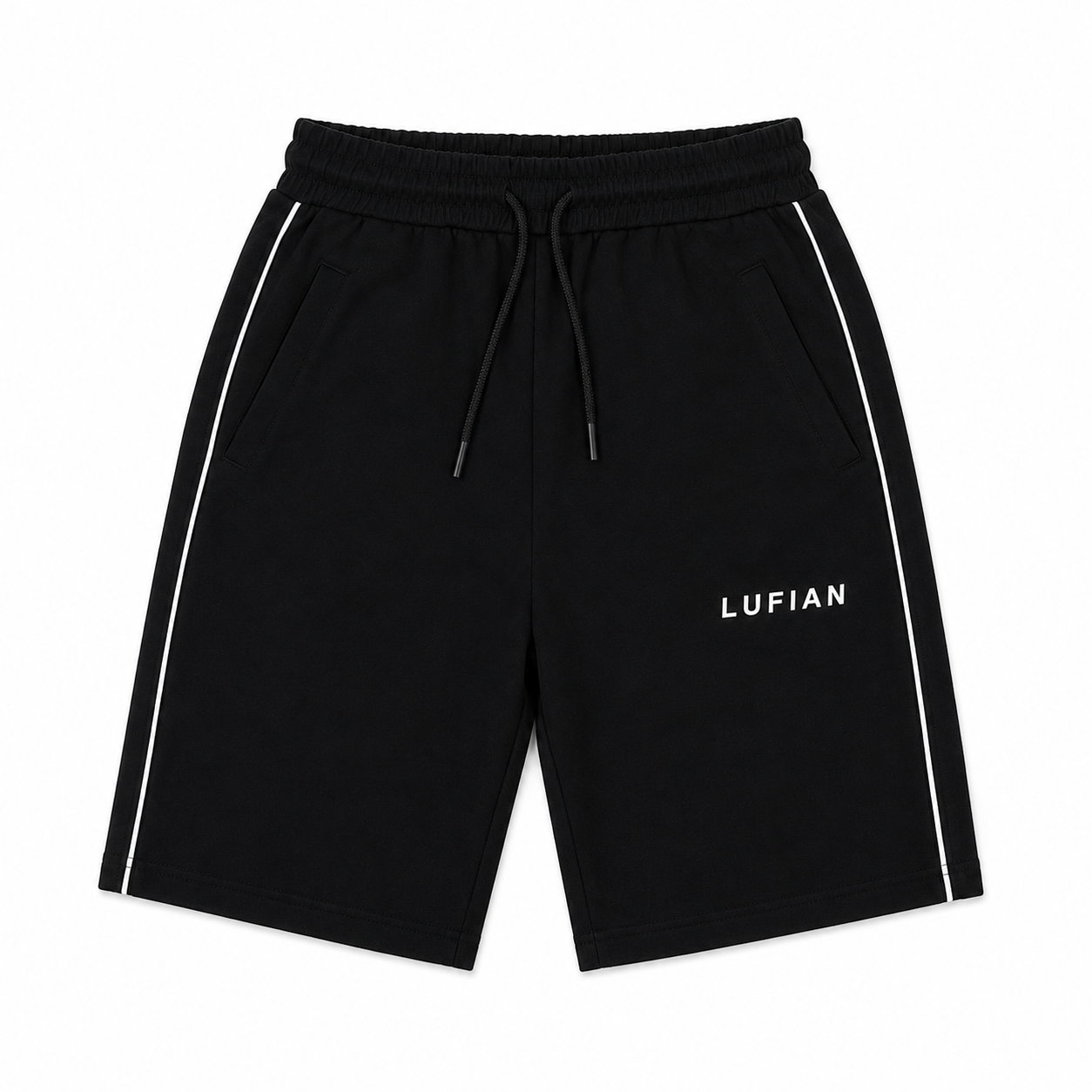Regular Fit Logo Baskılı Siyah Şort Takımı