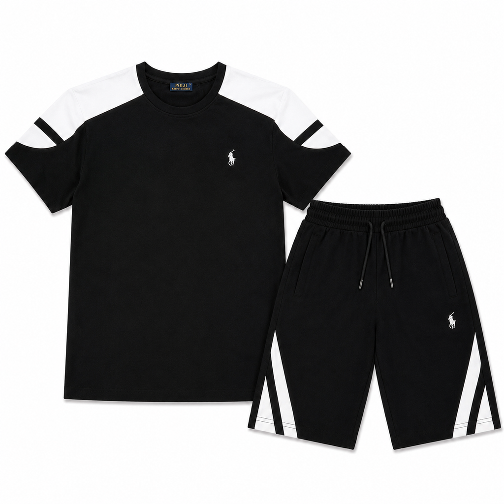 Polo Ralph Lauren Siyah/Beyaz Erkek Şortlu Takım
