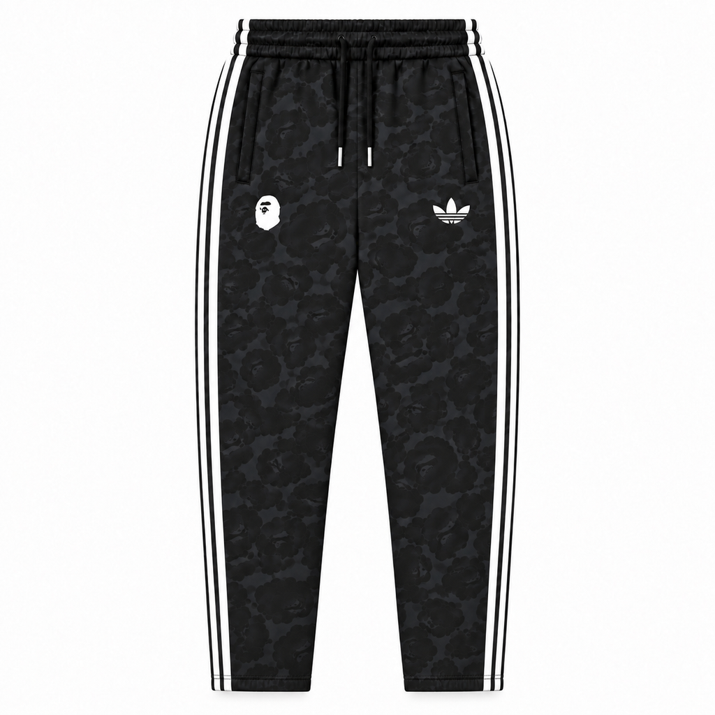 BAPE Avrupa Kalıp Kamuflaj Desenli Siyah-Beyaz Double Face Eşofman Takımı