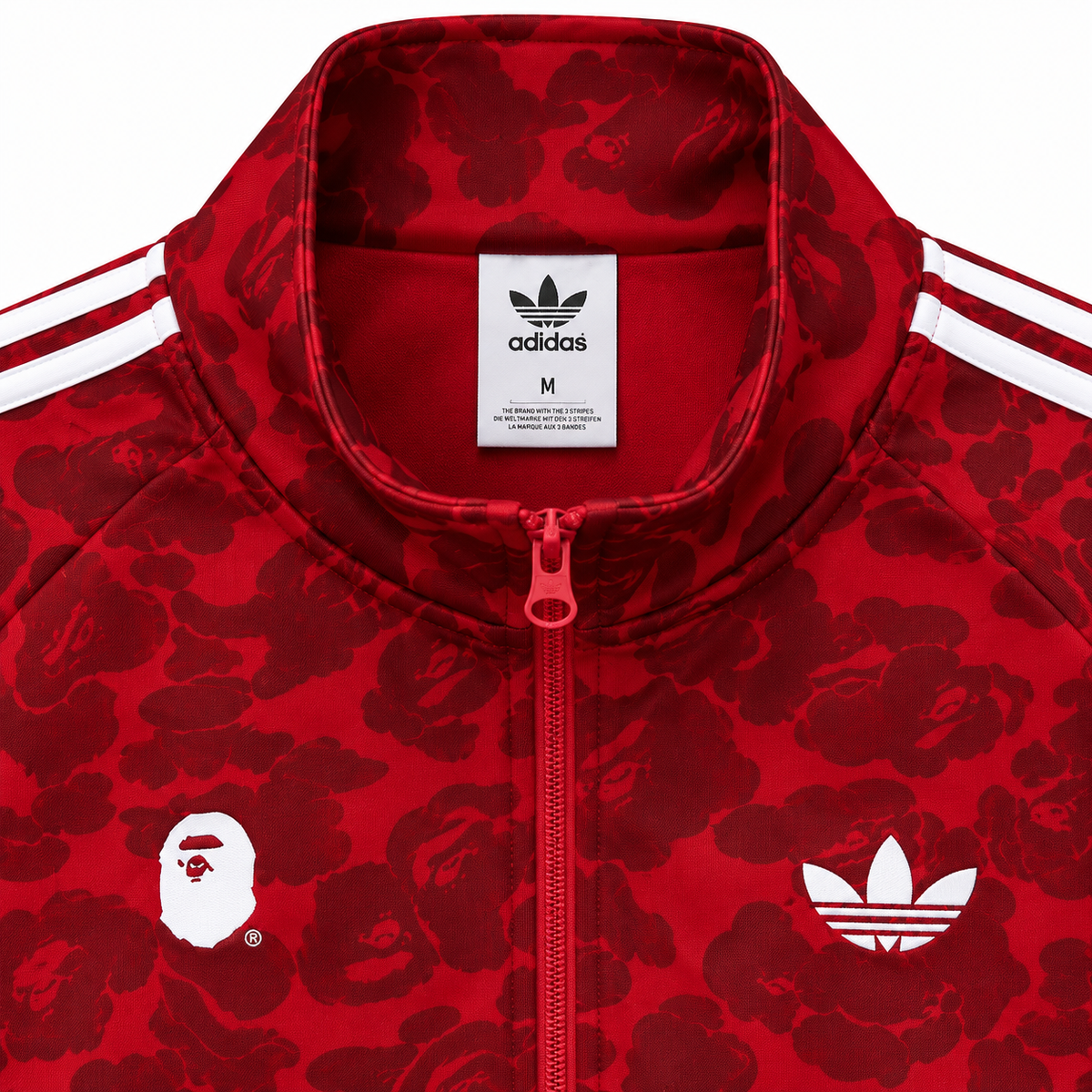 BAPE Avrupa Kalıp Kamuflaj Desenli Kırmızı Double Face Eşofman Takımı