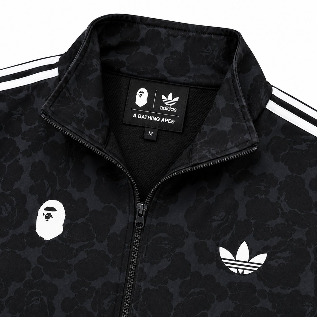 BAPE Avrupa Kalıp Kamuflaj Desenli Siyah-Beyaz Double Face Eşofman Takımı