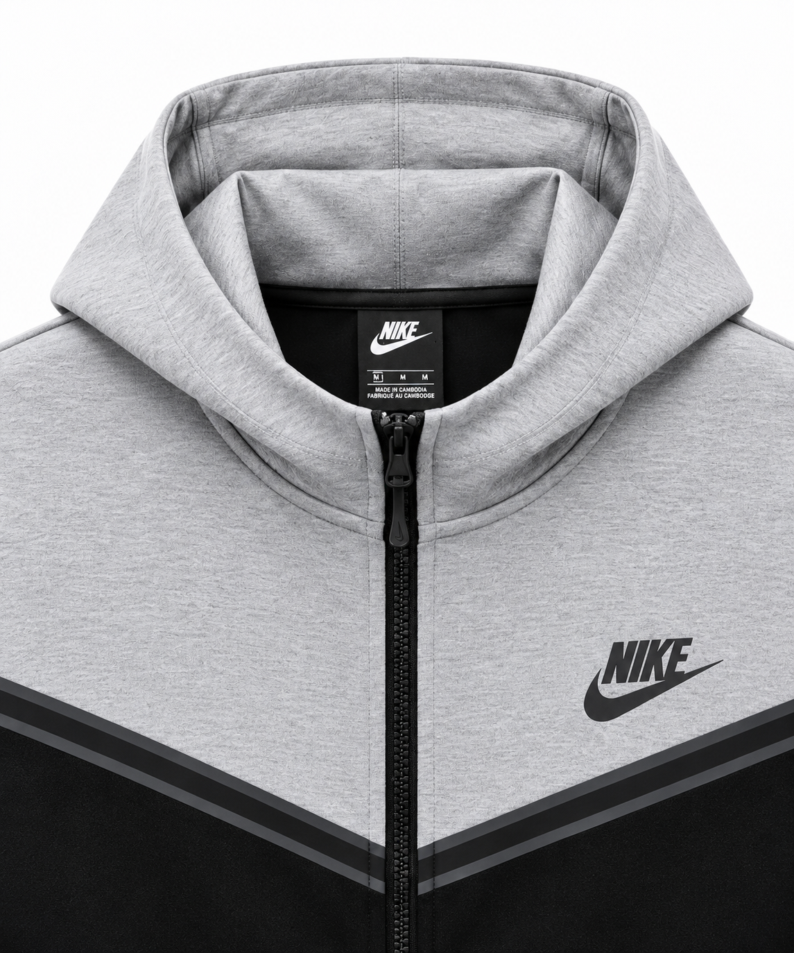 Tech Fleece Avrupa Kalıp Kapüşonlu Gri-Siyah Double Face Eşofman Takımı
