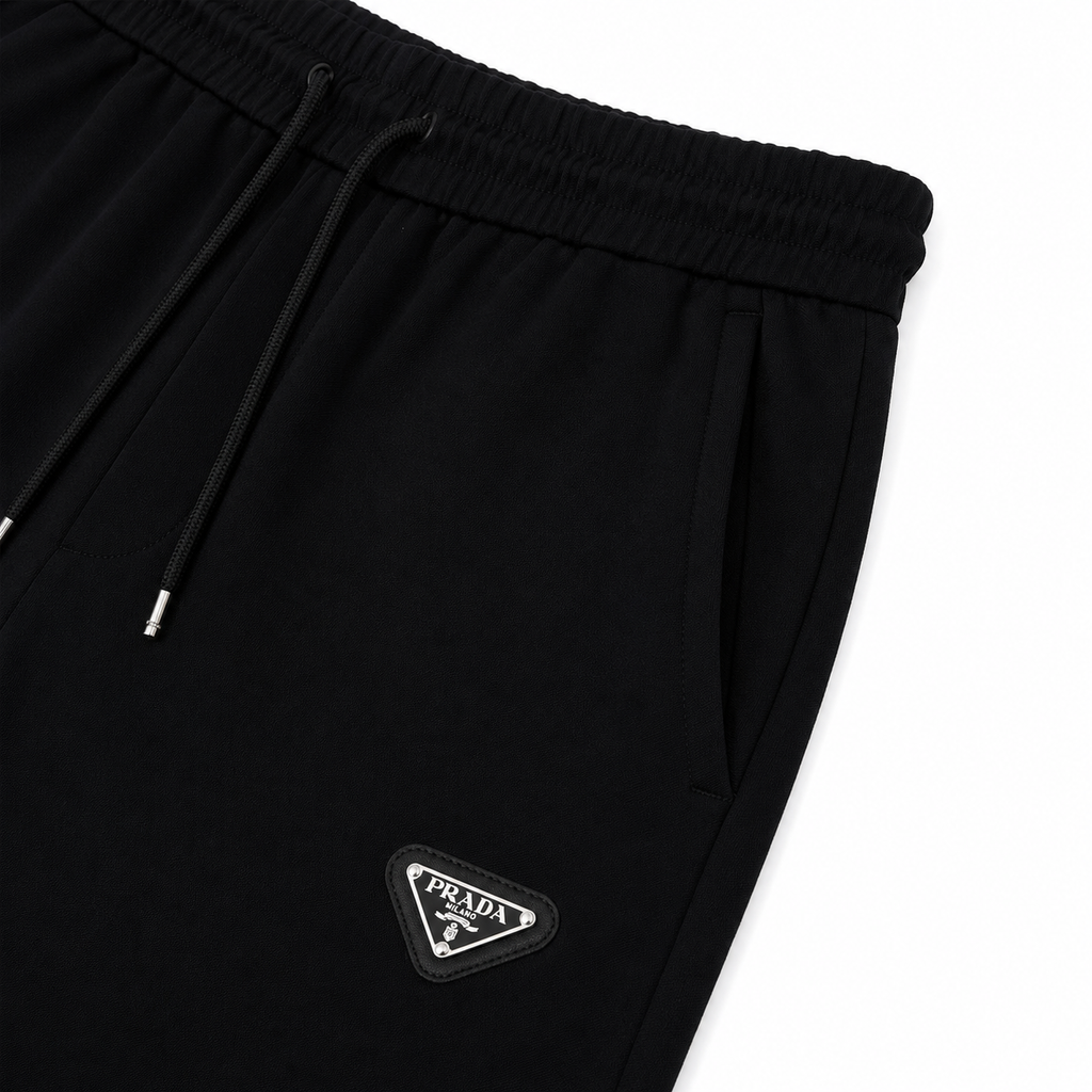 Regular Fit Fermuarlı Polo Yaka Siyah Şort Takımı