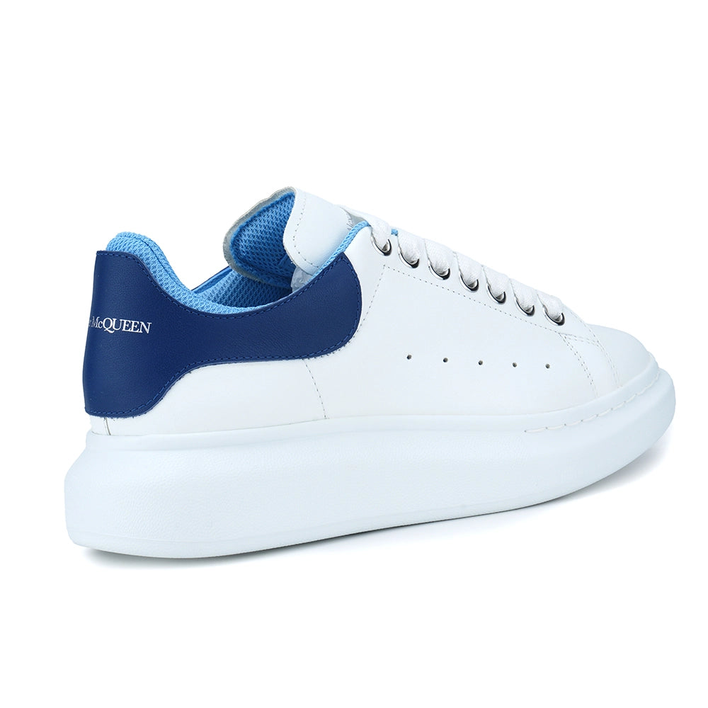 Logolu Hakiki Deri Sneaker Beyaz&Mavi