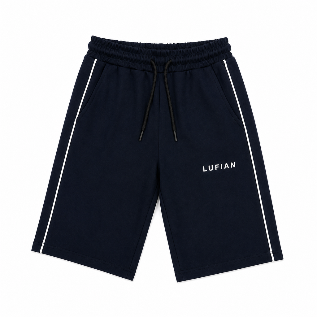 Regular Fit Logo Baskılı Lacivert Şort Takımı