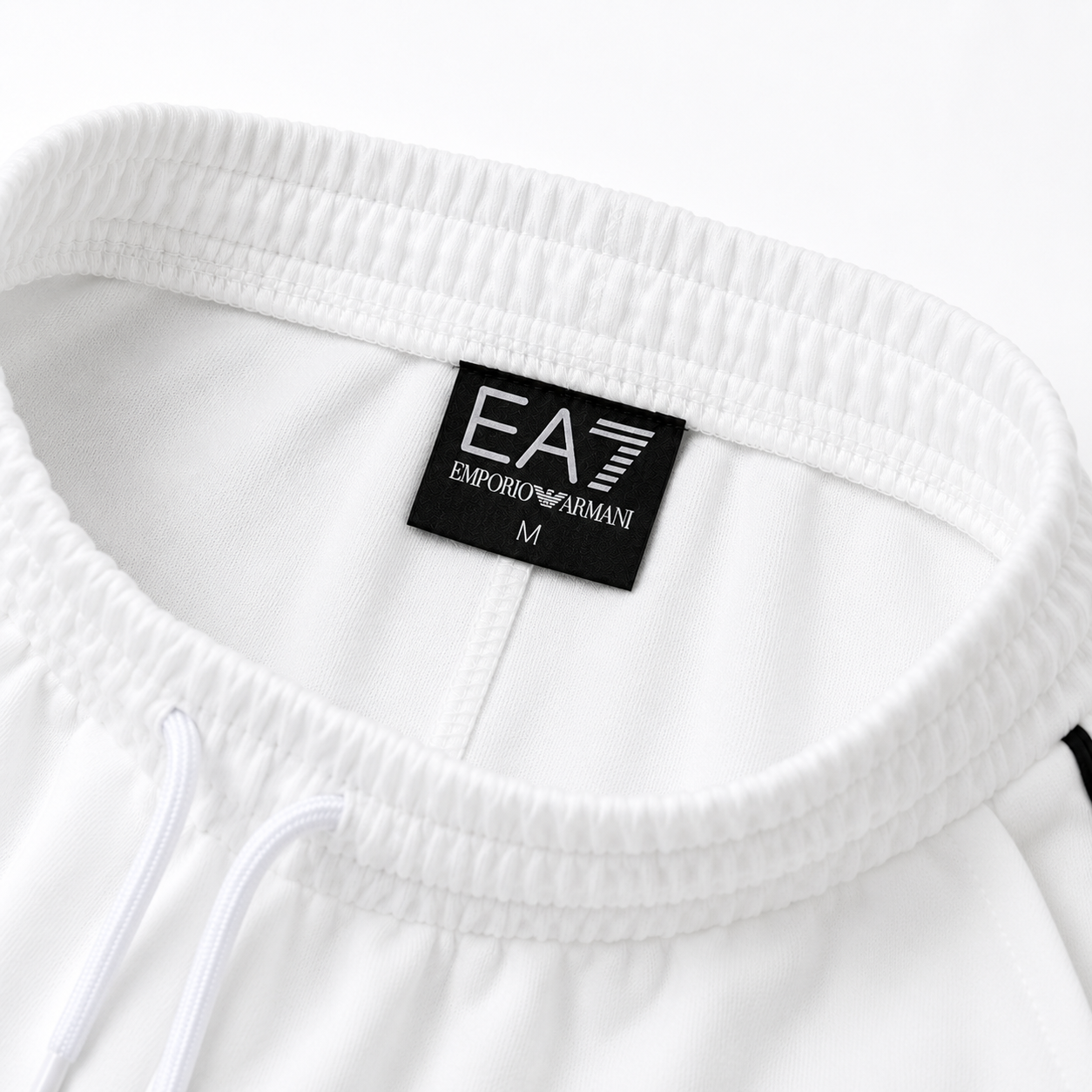 EA7 Regular Fit Logo Baskılı Beyaz Şort Takımı