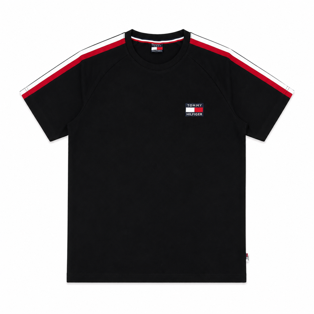 Regular Fit Şerit Detaylı Siyah Şort Takımı