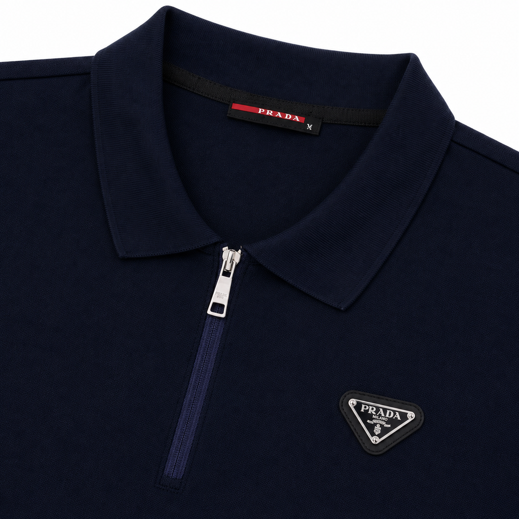 Regular Fit Fermuarlı Polo Yaka Lacivert Şort Takımı
