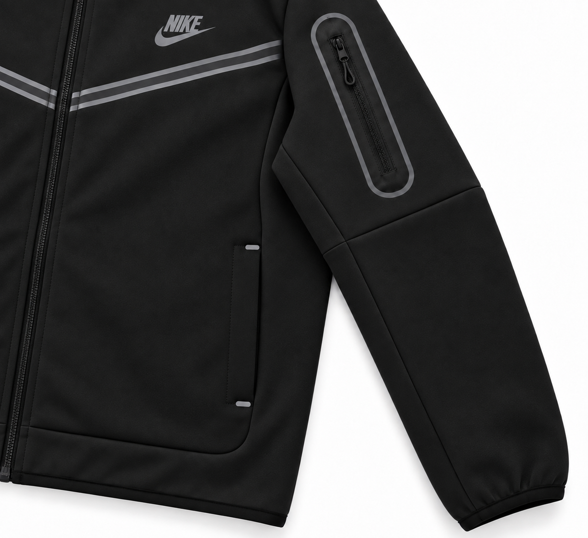 Tech Fleece Avrupa Kalıp Kapüşonlu Siyah Double Face Eşofman Takımı