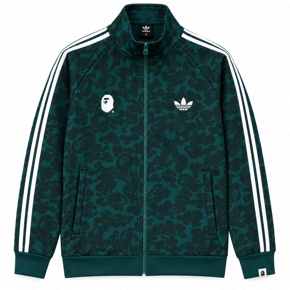 BAPE Avrupa Kalıp Kamuflaj Desenli Yeşil Double Face Eşofman Takımı