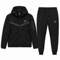 Tech Fleece Avrupa Kalıp Kapüşonlu Siyah Double Face Eşofman Takımı