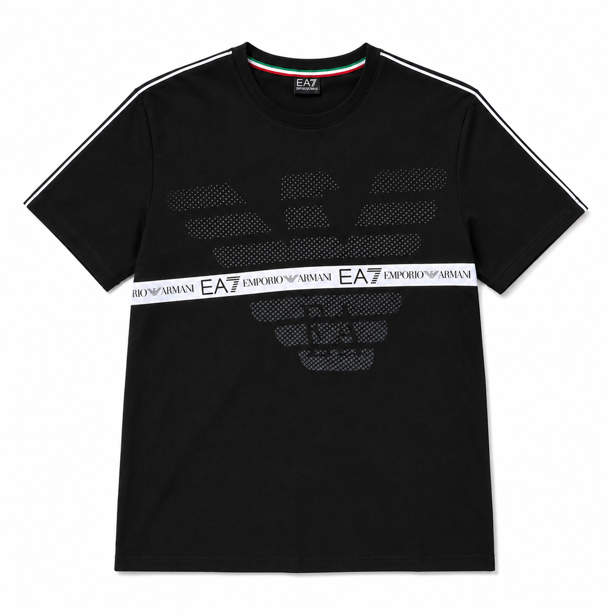 EA7 Regular Fit Logo Baskılı Siyah Şort Takımı