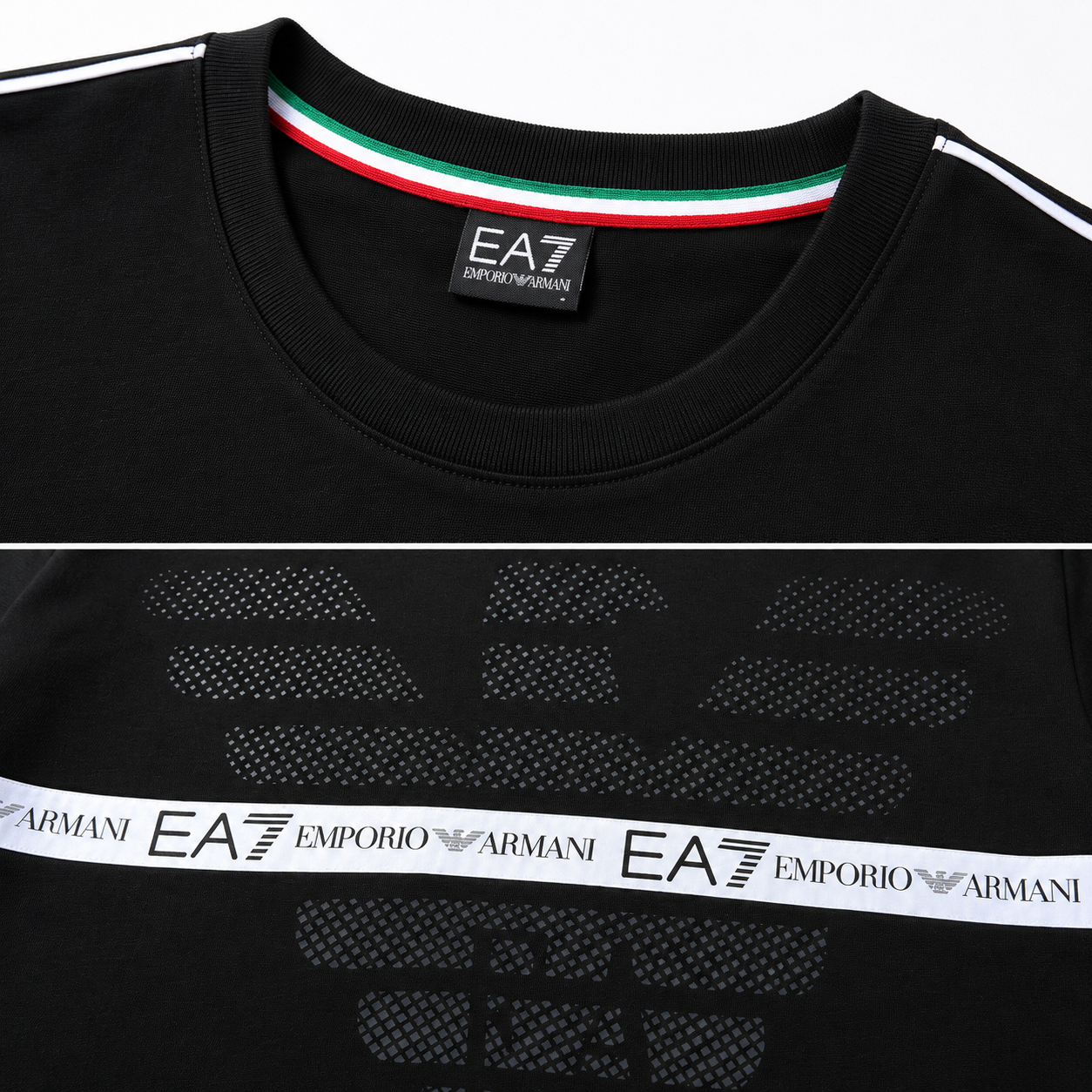 EA7 Regular Fit Logo Baskılı Siyah Şort Takımı