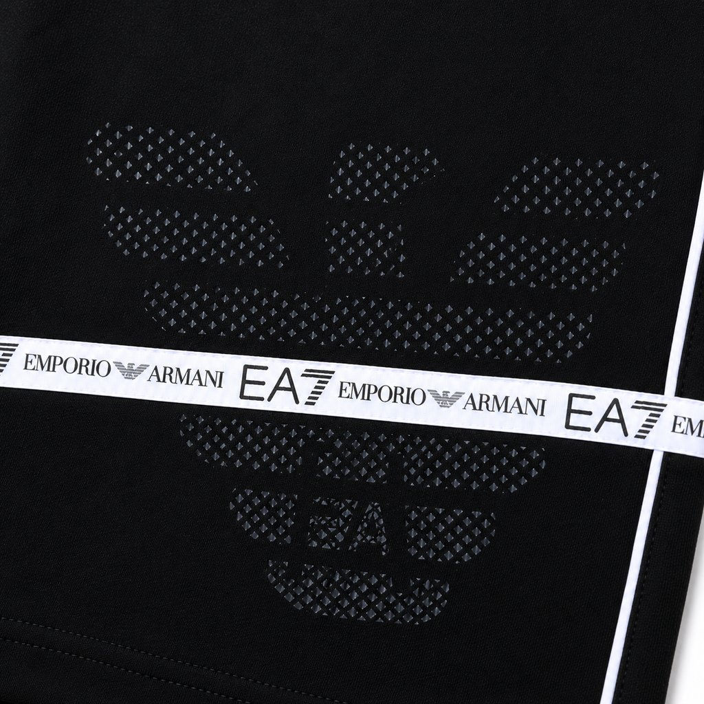 EA7 Regular Fit Logo Baskılı Siyah Şort Takımı