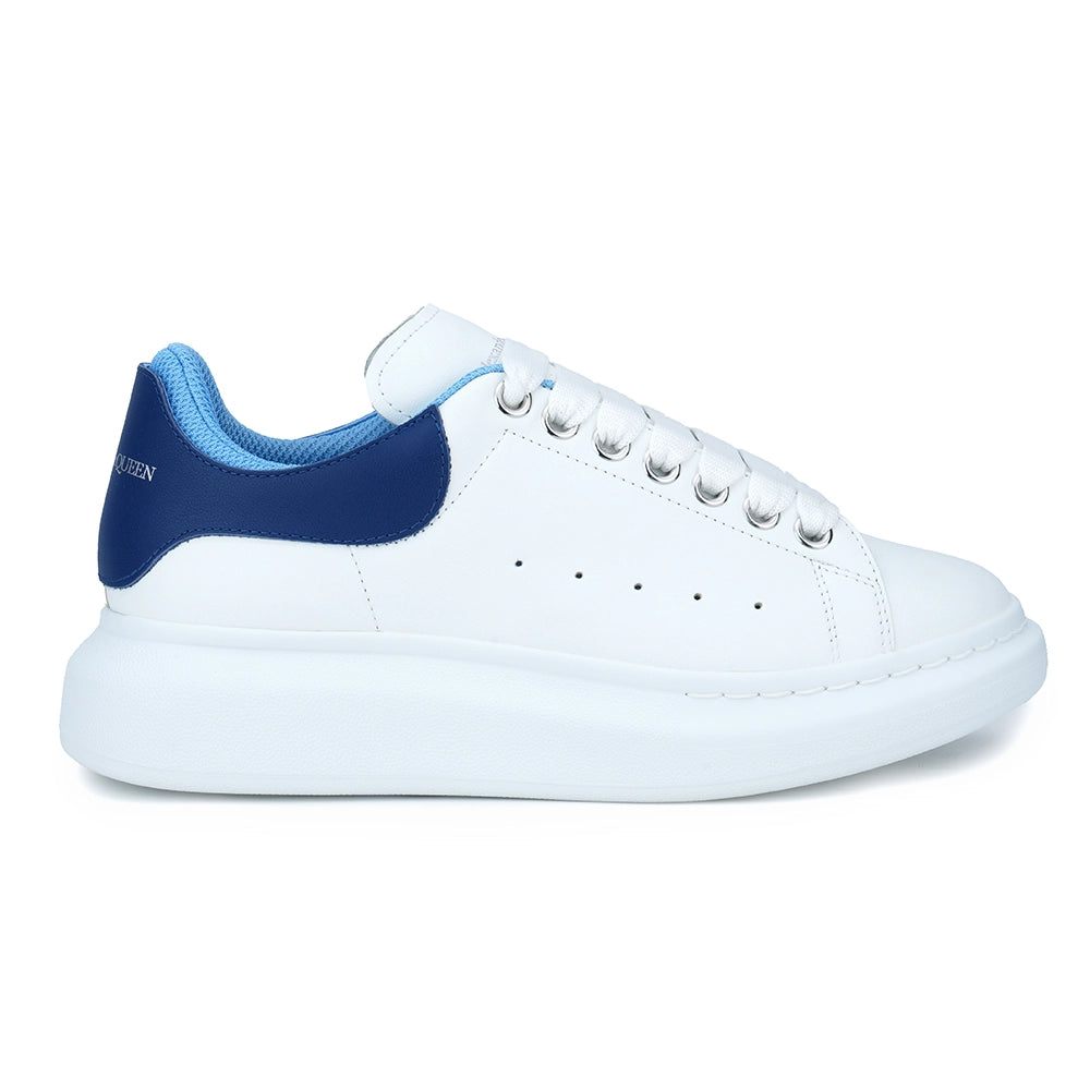 Logolu Hakiki Deri Sneaker Beyaz&Mavi