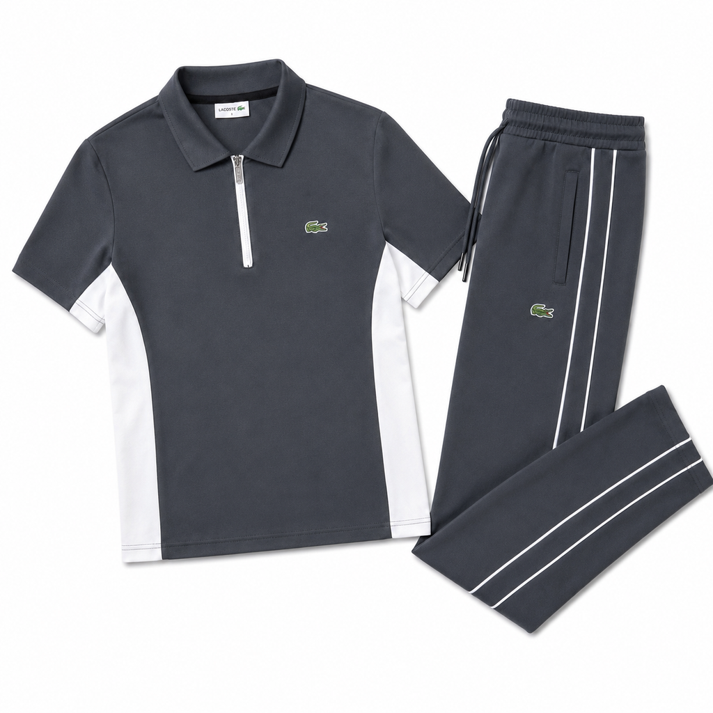 Regular Fit Fermuarlı Polo Yaka Füme Eşofman Takımı