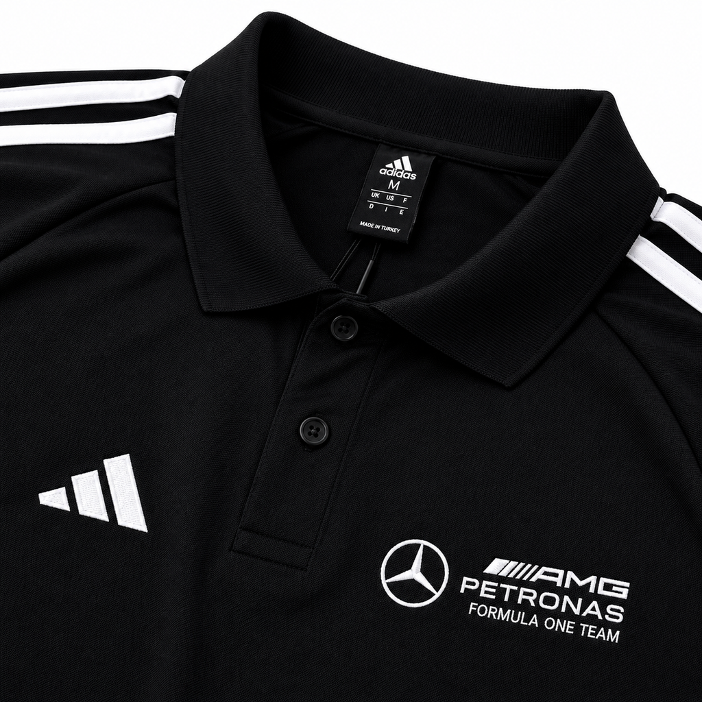 Mercedes-AMG Petronas Regular Fit Polo Yaka Siyah Şort Takımı