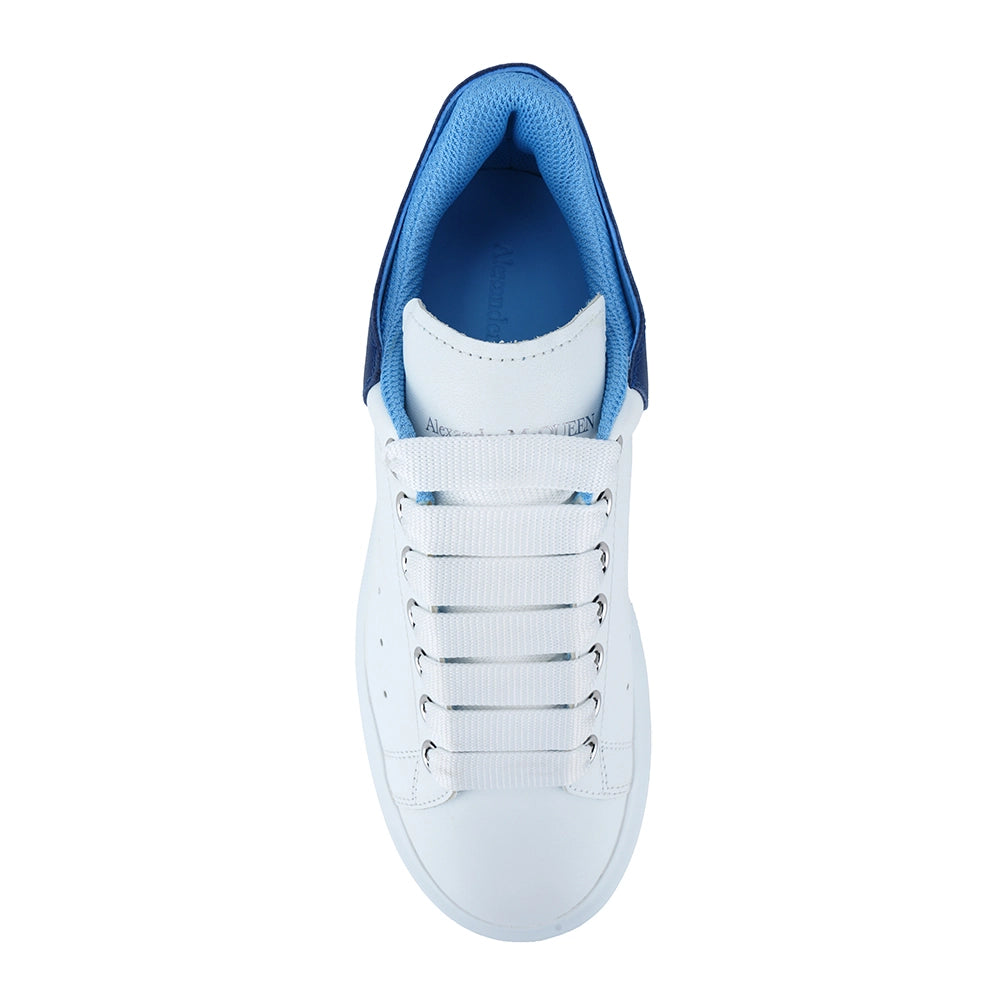 Logolu Hakiki Deri Sneaker Beyaz&Mavi