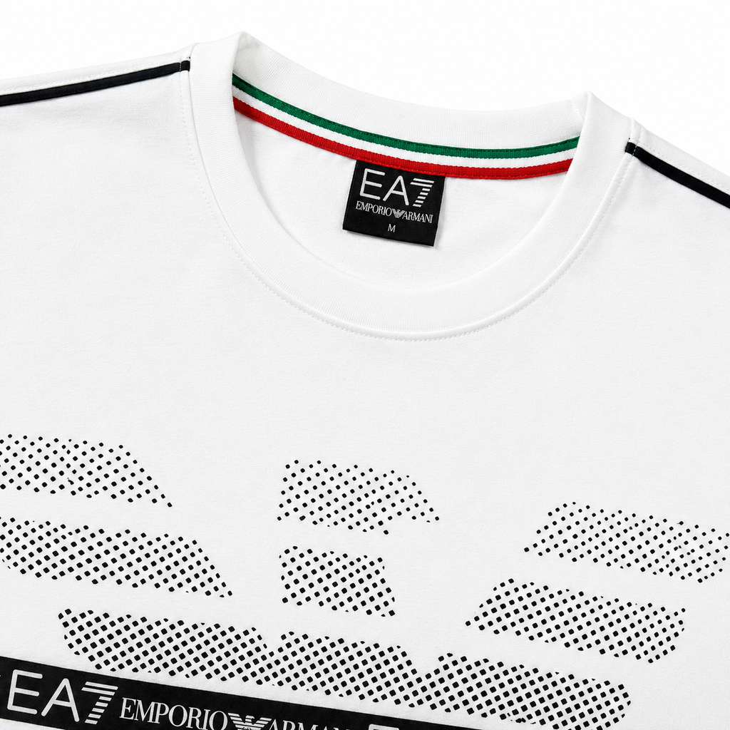 EA7 Regular Fit Logo Baskılı Beyaz Şort Takımı