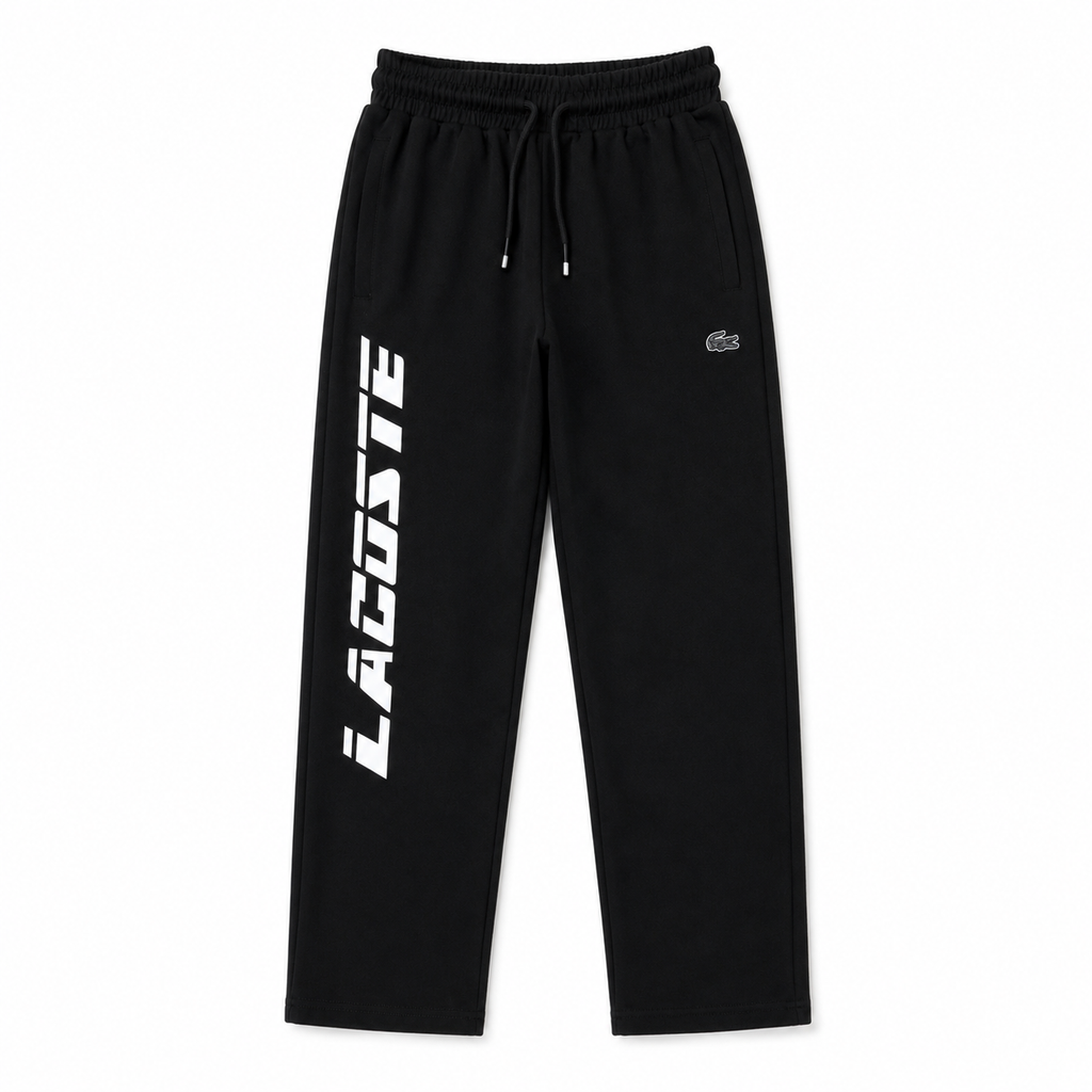 Regular Fit Bisiklet Yaka Baskılı Siyah Eşofman Takımı