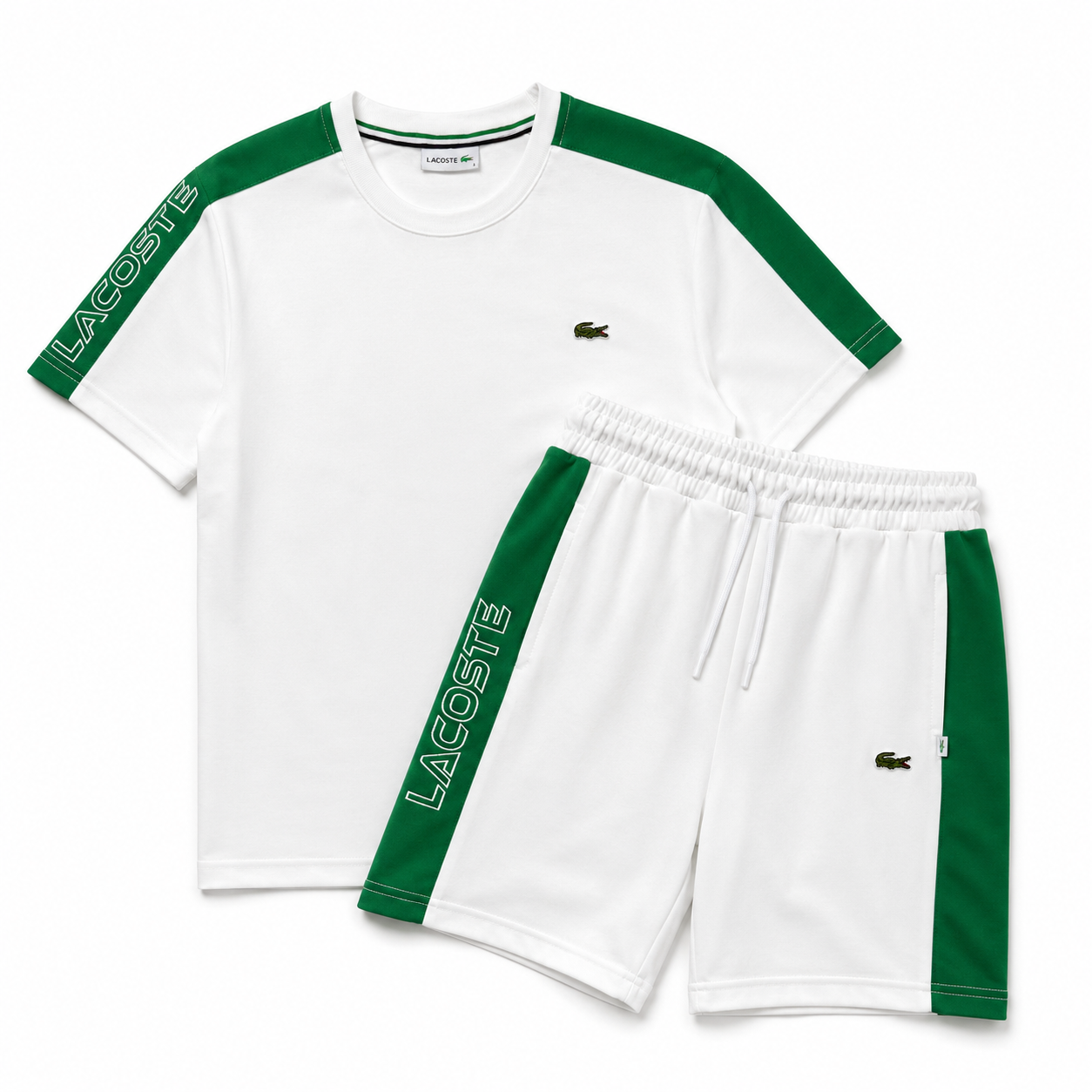 Regular Fit Logo Detaylı Beyaz Şort Takımı