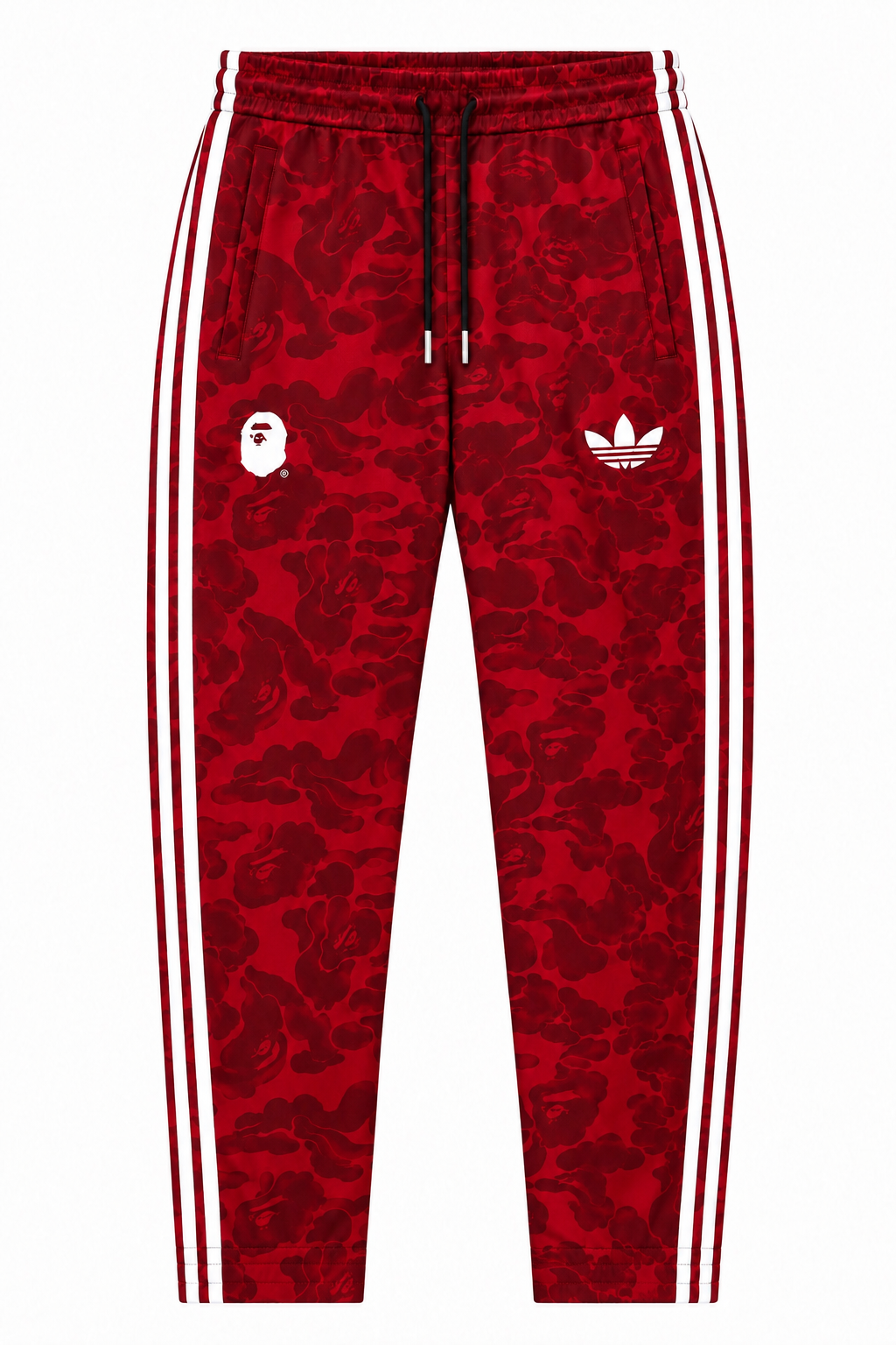 BAPE Avrupa Kalıp Kamuflaj Desenli Kırmızı Double Face Eşofman Takımı