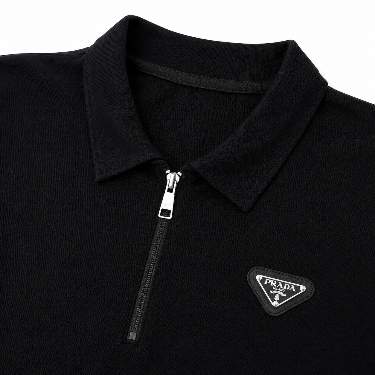 Regular Fit Fermuarlı Polo Yaka Siyah Şort Takımı