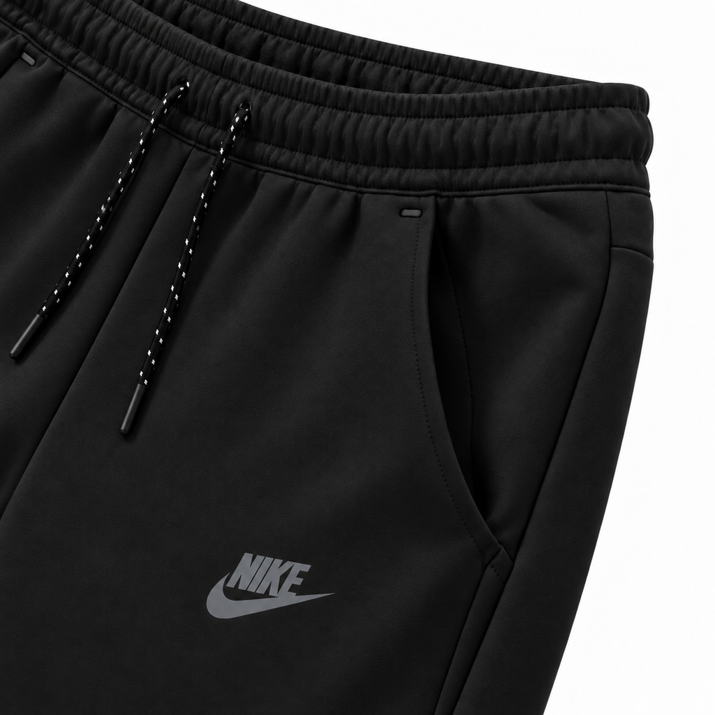 Tech Fleece Avrupa Kalıp Kapüşonlu Siyah Double Face Eşofman Takımı