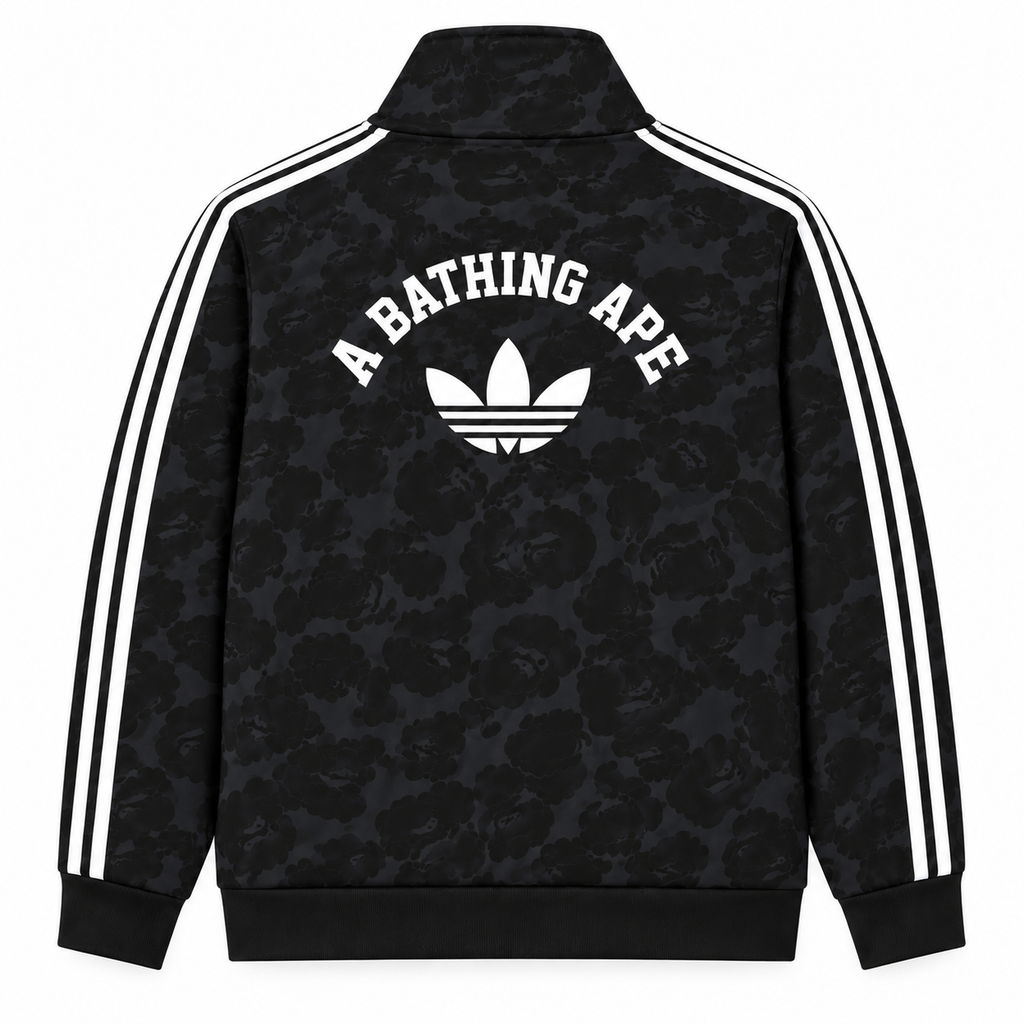 BAPE Avrupa Kalıp Kamuflaj Desenli Siyah-Beyaz Double Face Eşofman Takımı