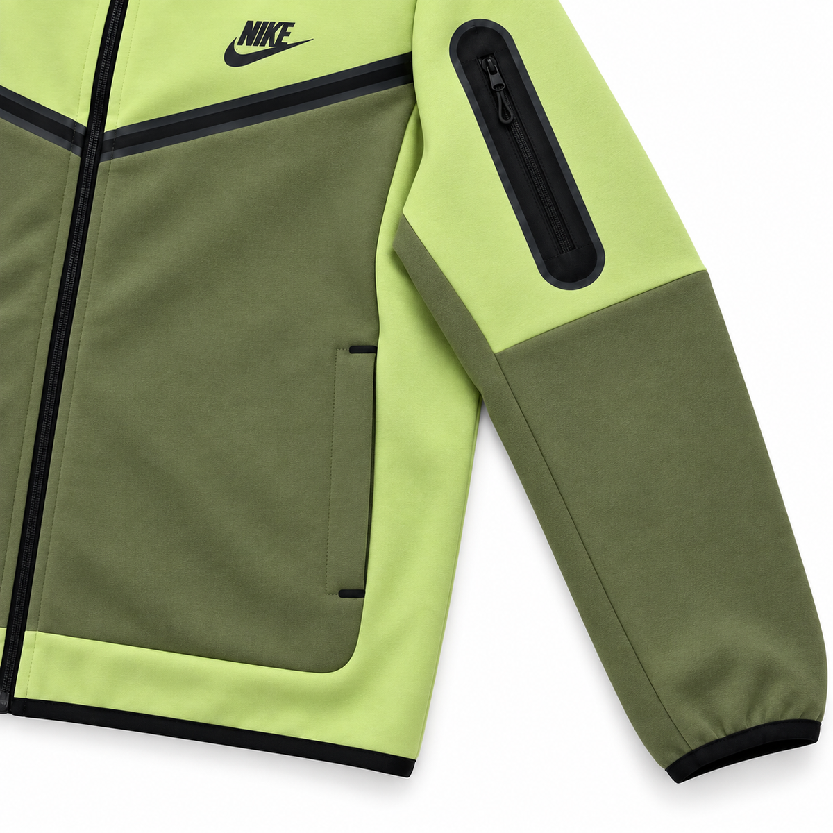 Tech Fleece Avrupa Kalıp Kapüşonlu Yeşil-Haki Double Face Eşofman Takımı