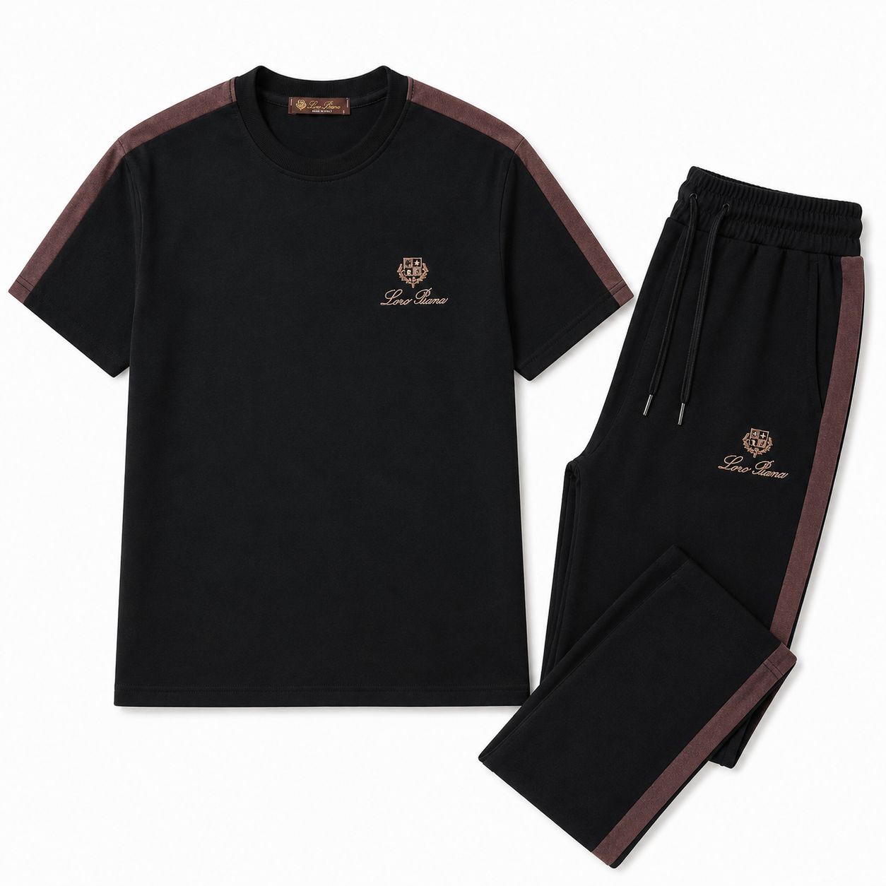 Regular Fit Şerit Detaylı Siyah Eşofman Takımı