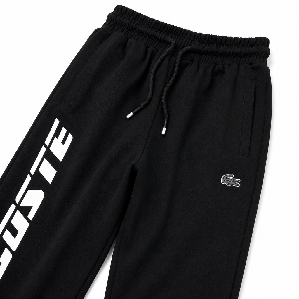 Regular Fit Bisiklet Yaka Baskılı Siyah Eşofman Takımı