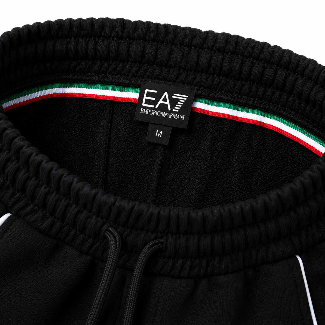 EA7 Regular Fit Logo Baskılı Siyah Şort Takımı