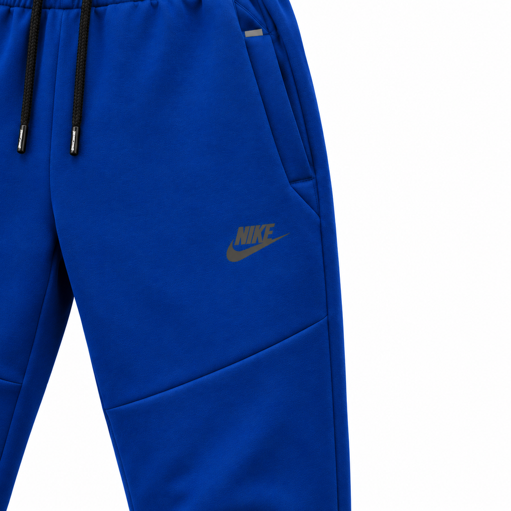 Tech Fleece Avrupa Kalıp Kapüşonlu Mavi-Beyaz Double Face Eşofman Takımı