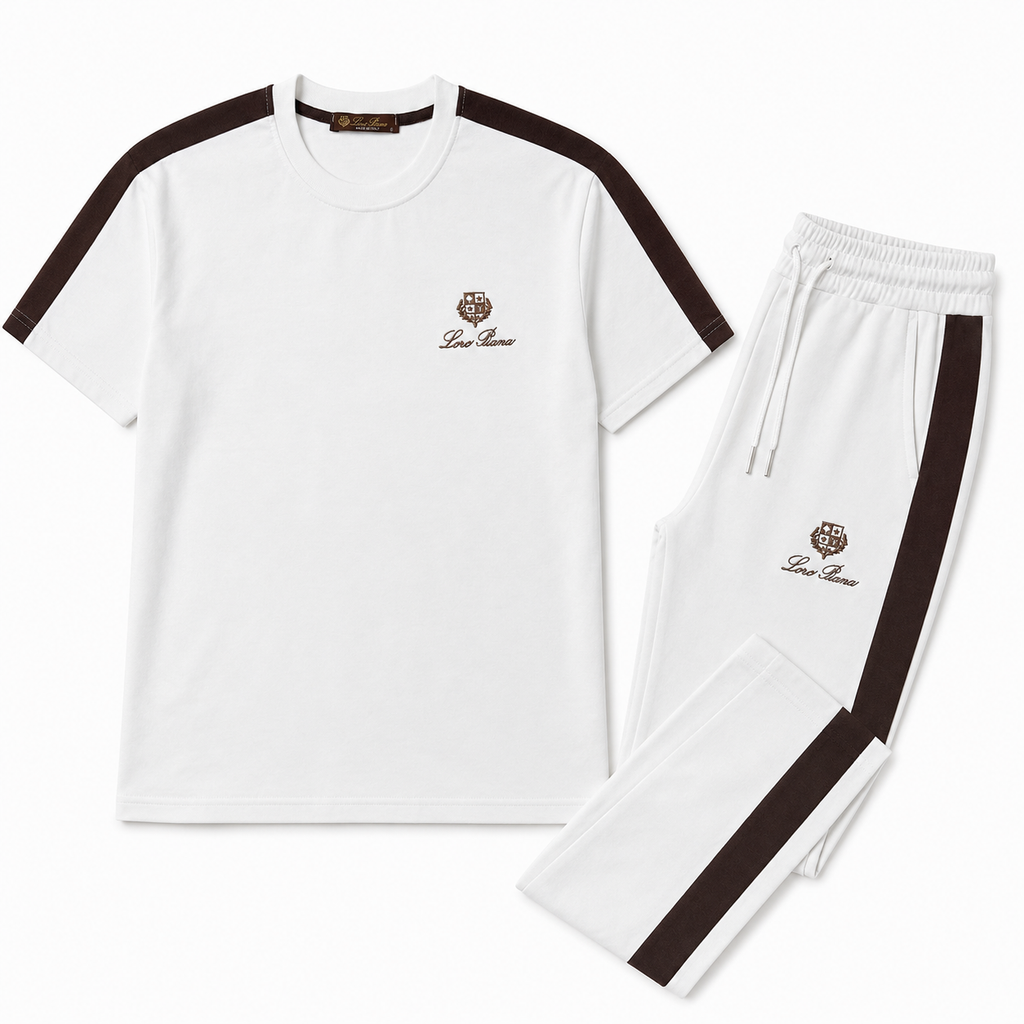Regular Fit Şerit Detaylı Beyaz Eşofman Takımı