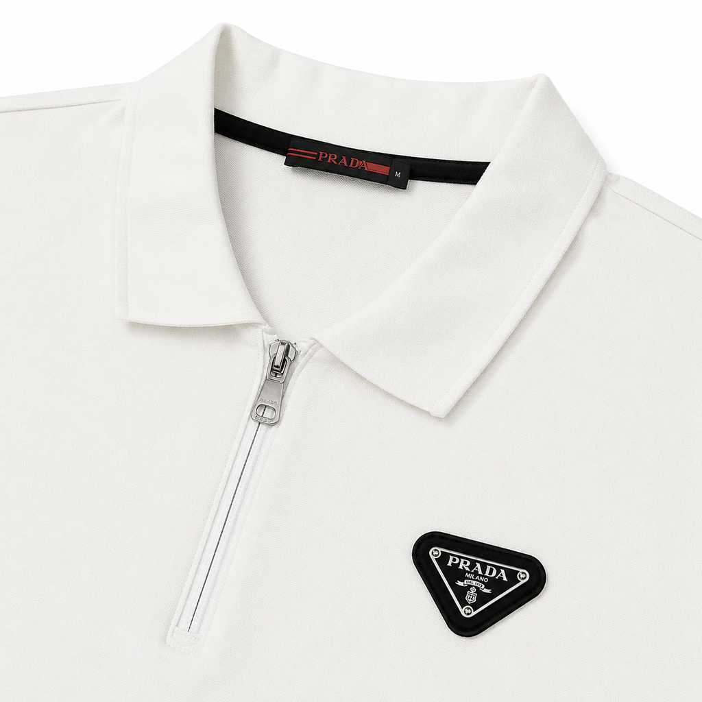 Regular Fit Fermuarlı Polo Yaka Beyaz Şort Takımı
