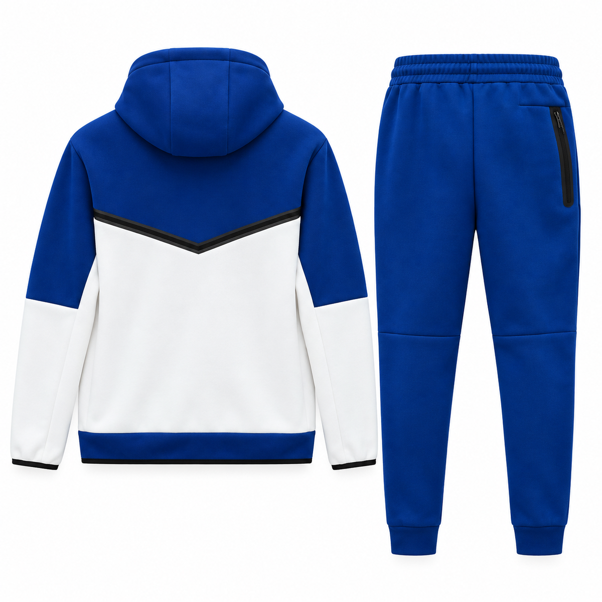 Tech Fleece Avrupa Kalıp Kapüşonlu Mavi-Beyaz Double Face Eşofman Takımı