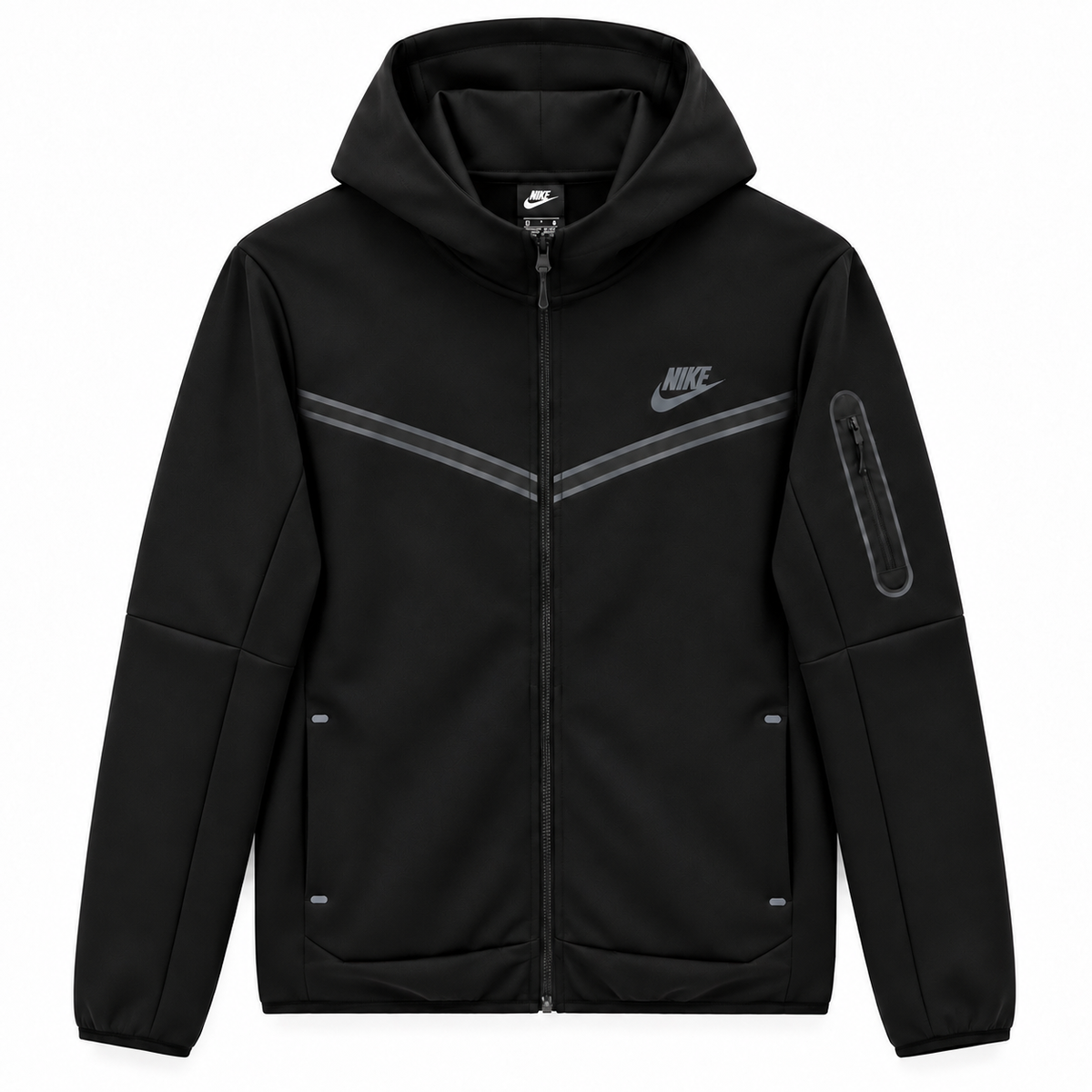 Tech Fleece Avrupa Kalıp Kapüşonlu Siyah Double Face Eşofman Takımı