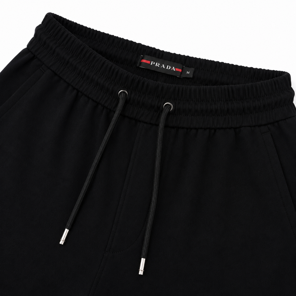 Regular Fit Fermuarlı Polo Yaka Siyah Şort Takımı