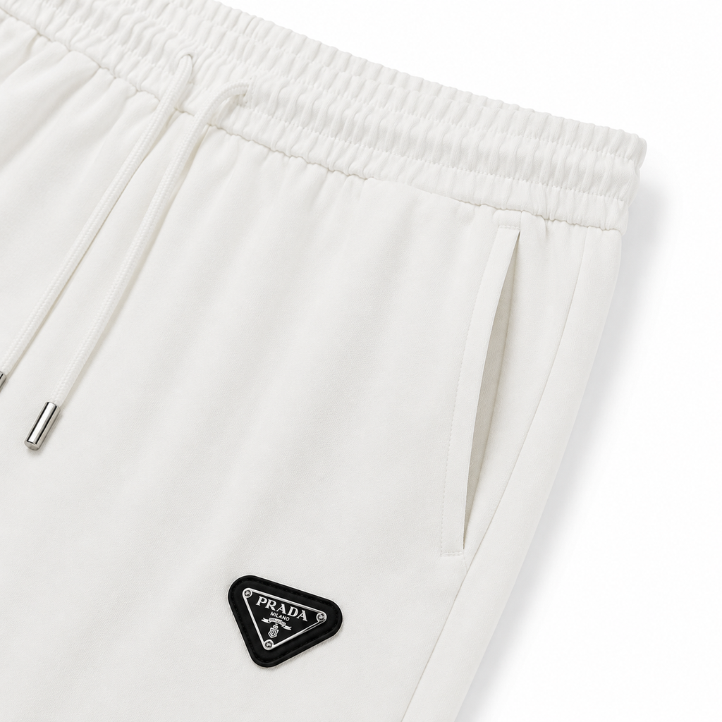Regular Fit Fermuarlı Polo Yaka Beyaz Şort Takımı
